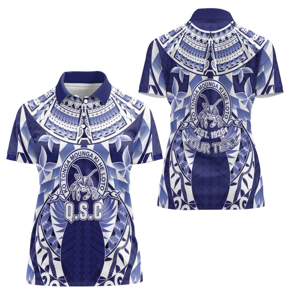 Personalised Tonga Queen Salote College Women Polo Shirt Centenary Navy Version
