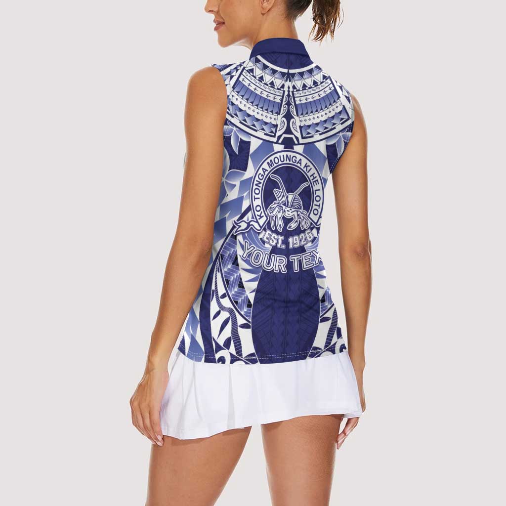 Personalised Tonga Queen Salote College Women Sleeveless Polo Shirt Centenary Navy Version
