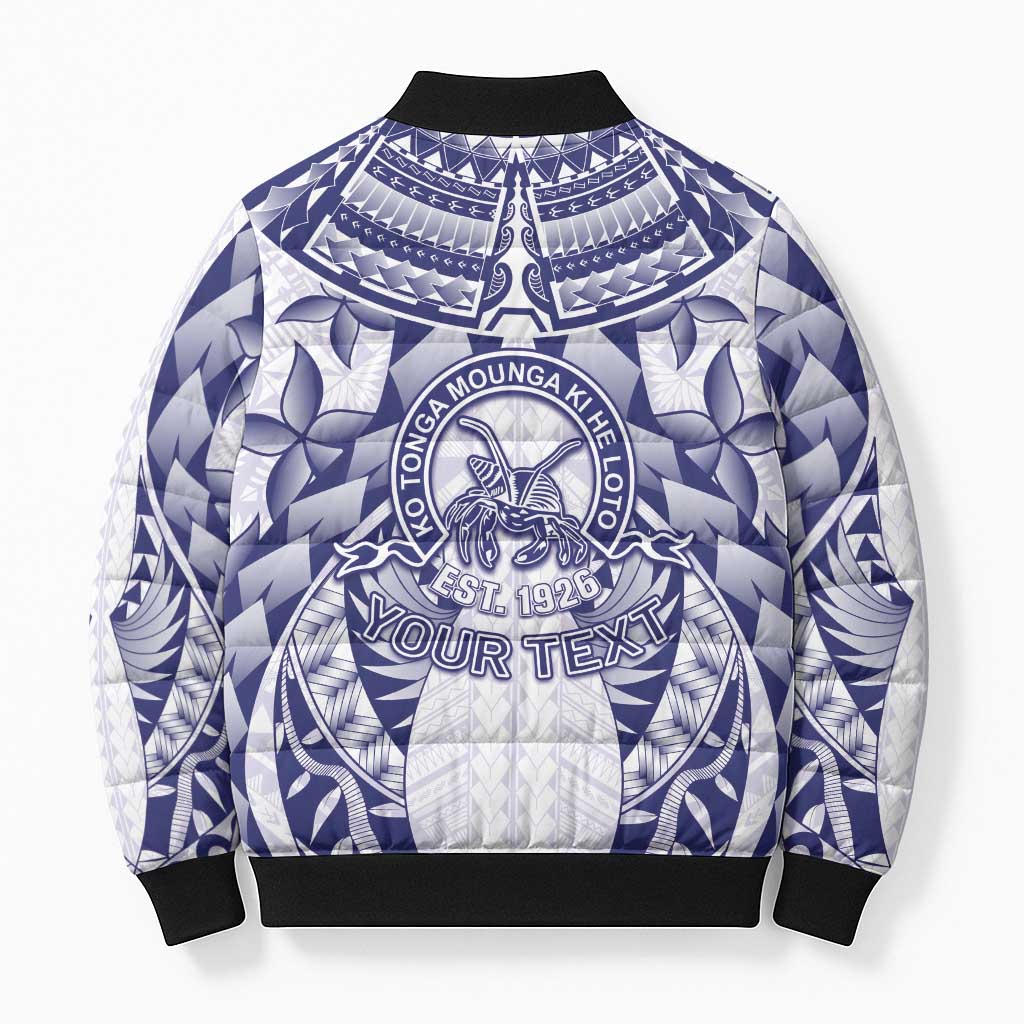 Personalised Tonga Queen Salote College Bomber Puffer Jacket Centenary White Version