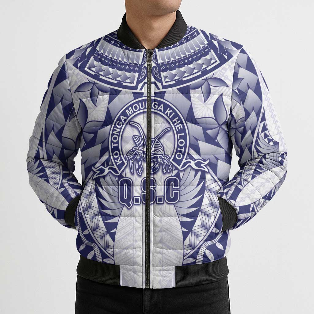 Personalised Tonga Queen Salote College Bomber Puffer Jacket Centenary White Version