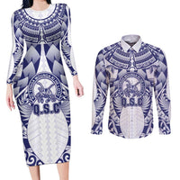 Personalised Tonga Queen Salote College Couples Matching Long Sleeve Bodycon Dress and Long Sleeve Button Shirt Centenary White Version