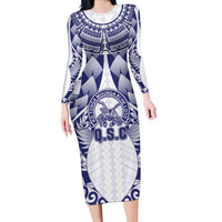 Personalised Tonga Queen Salote College Family Matching Long Sleeve Bodycon Dress and Hawaiian Shirt Centenary White Version