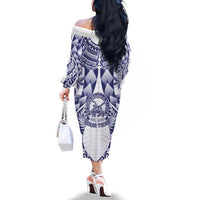 Personalised Tonga Queen Salote College Family Matching Off The Shoulder Long Sleeve Dress and Hawaiian Shirt Centenary White Version