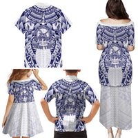 Personalised Tonga Queen Salote College Family Matching Puletasi and Hawaiian Shirt Centenary White Version