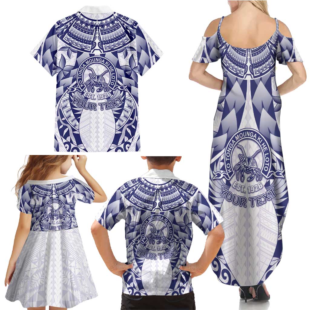 Personalised Tonga Queen Salote College Family Matching Summer Maxi Dress and Hawaiian Shirt Centenary White Version