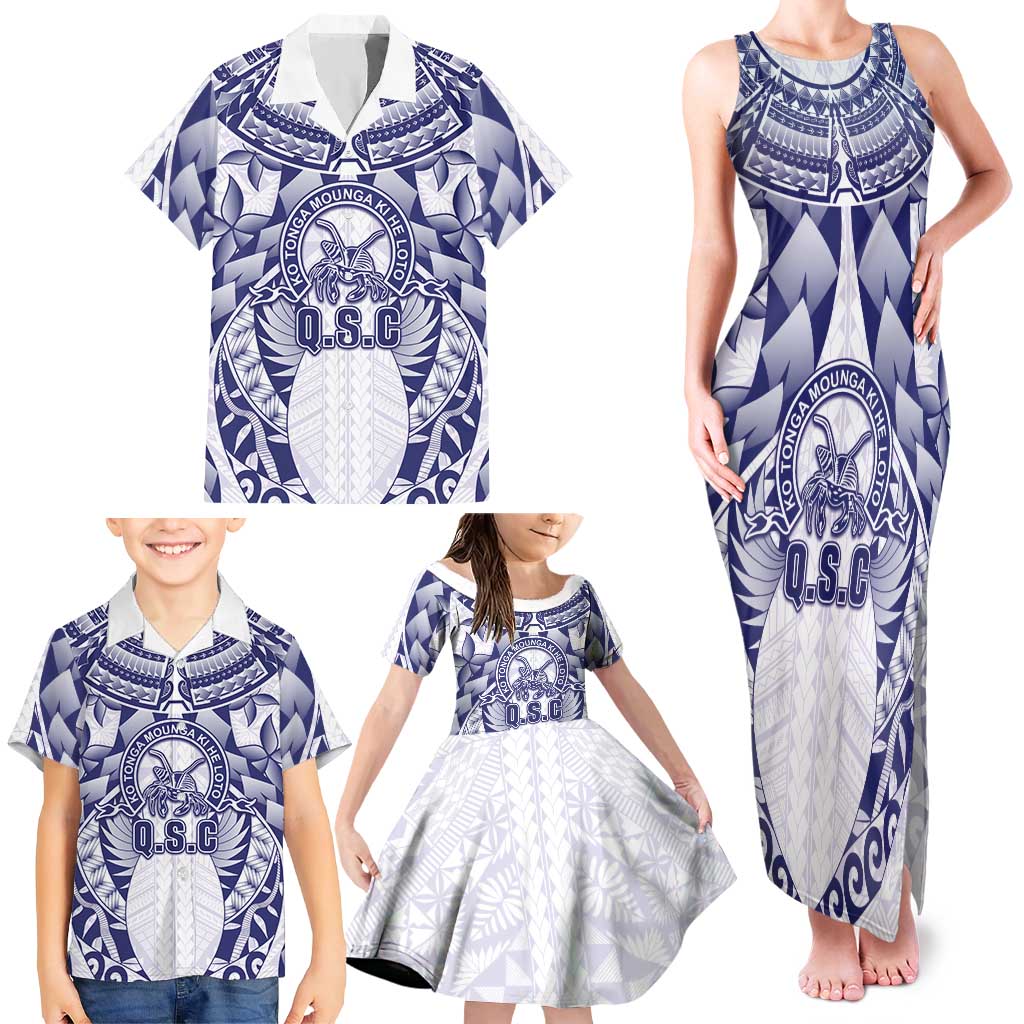 Personalised Tonga Queen Salote College Family Matching Tank Maxi Dress and Hawaiian Shirt Centenary White Version