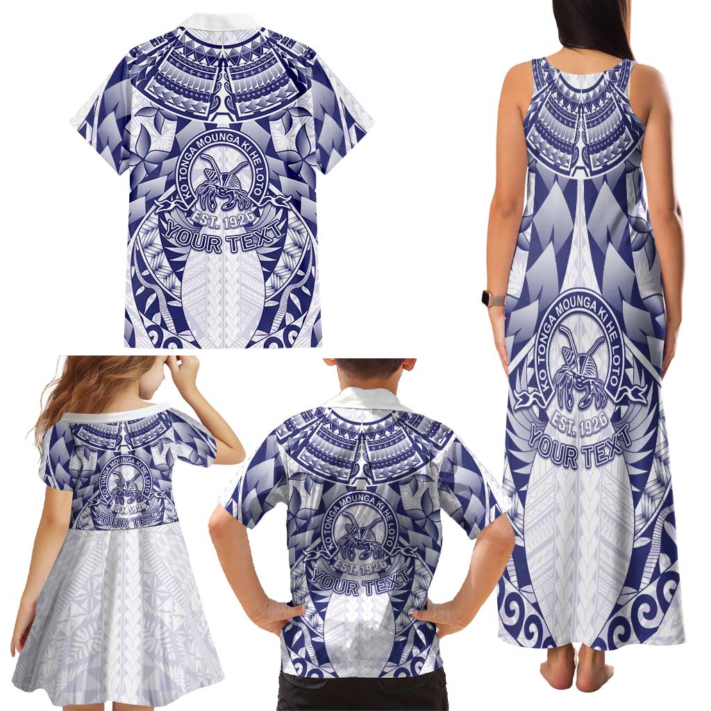 Personalised Tonga Queen Salote College Family Matching Tank Maxi Dress and Hawaiian Shirt Centenary White Version
