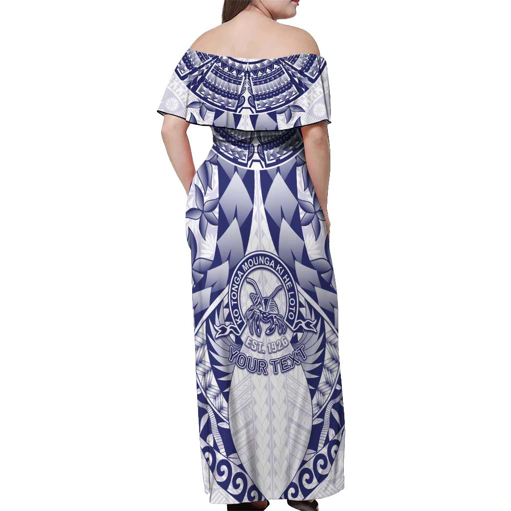 Personalised Tonga Queen Salote College Off Shoulder Maxi Dress Centenary White Version
