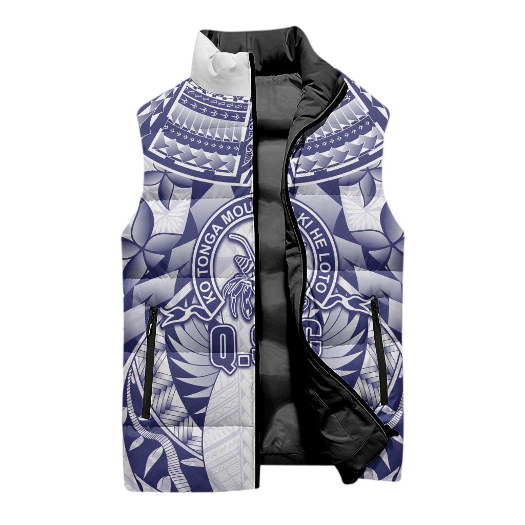 Personalised Tonga Queen Salote College Sleeveless Puffer Jacket Centenary White Version