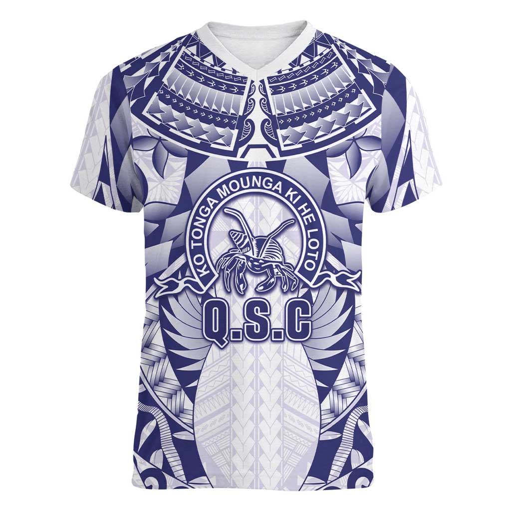 Personalised Tonga Queen Salote College Women V-Neck T-Shirt Centenary White Version