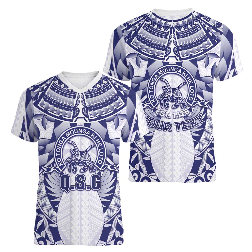 Personalised Tonga Queen Salote College Women V-Neck T-Shirt Centenary White Version