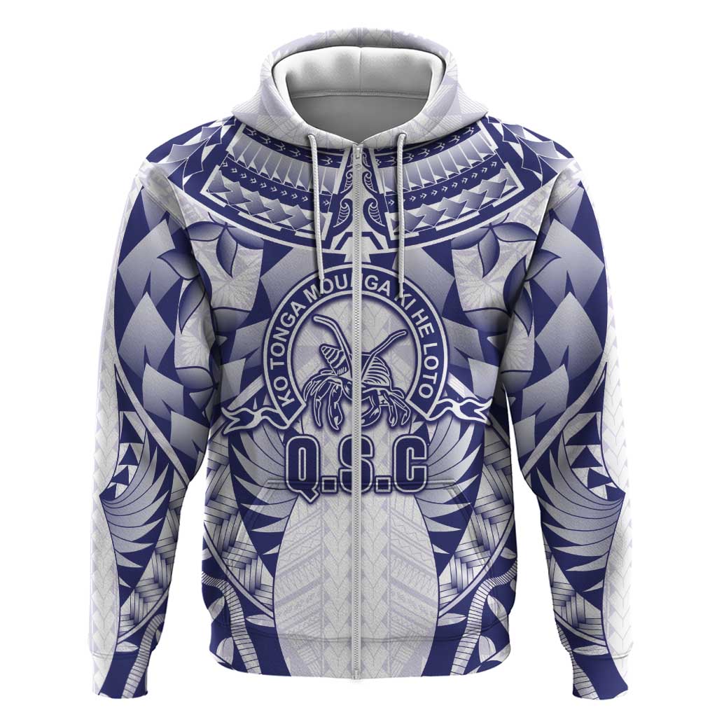 Personalised Tonga Queen Salote College Zip Hoodie Centenary White Version