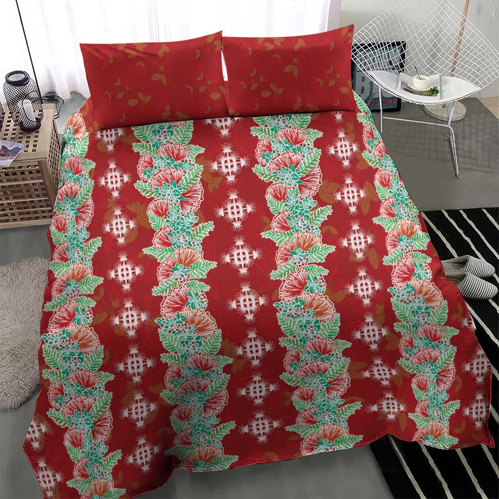 Hawaii Ohia Lehua Bedding Set Tropical Vibes Crimson