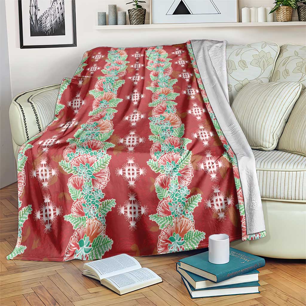 Hawaii Ohia Lehua Blanket Tropical Vibes Crimson