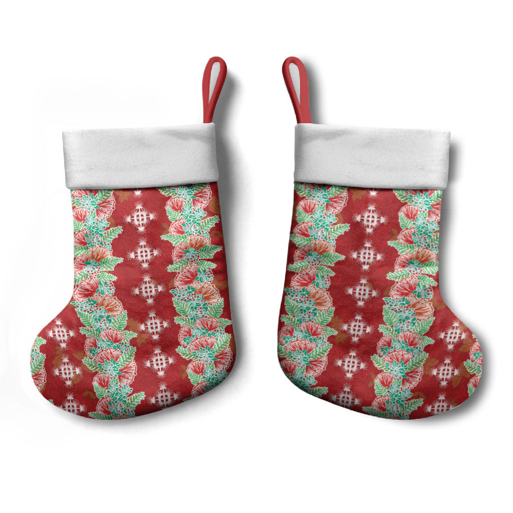 Hawaii Ohia Lehua Christmas Stocking Tropical Vibes Crimson LT05 - Polynesian Pride