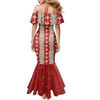 Hawaii Ohia Lehua Family Matching Mermaid Dress and Hawaiian Shirt Tropical Vibes Crimson LT05 - Polynesian Pride