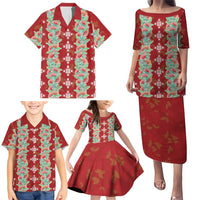 Hawaii Ohia Lehua Family Matching Puletasi and Hawaiian Shirt Tropical Vibes Crimson LT05 - Polynesian Pride