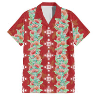 Hawaii Ohia Lehua Family Matching Summer Maxi Dress and Hawaiian Shirt Tropical Vibes Crimson LT05 Dad's Shirt - Short Sleeve Crimson - Polynesian Pride
