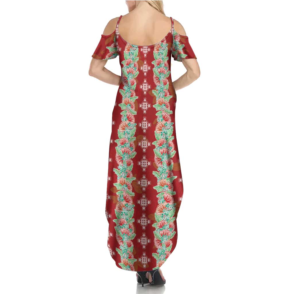 Hawaii Ohia Lehua Family Matching Summer Maxi Dress and Hawaiian Shirt Tropical Vibes Crimson LT05 - Polynesian Pride