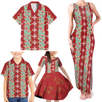 Hawaii Ohia Lehua Family Matching Tank Maxi Dress and Hawaiian Shirt Tropical Vibes Crimson LT05 - Polynesian Pride