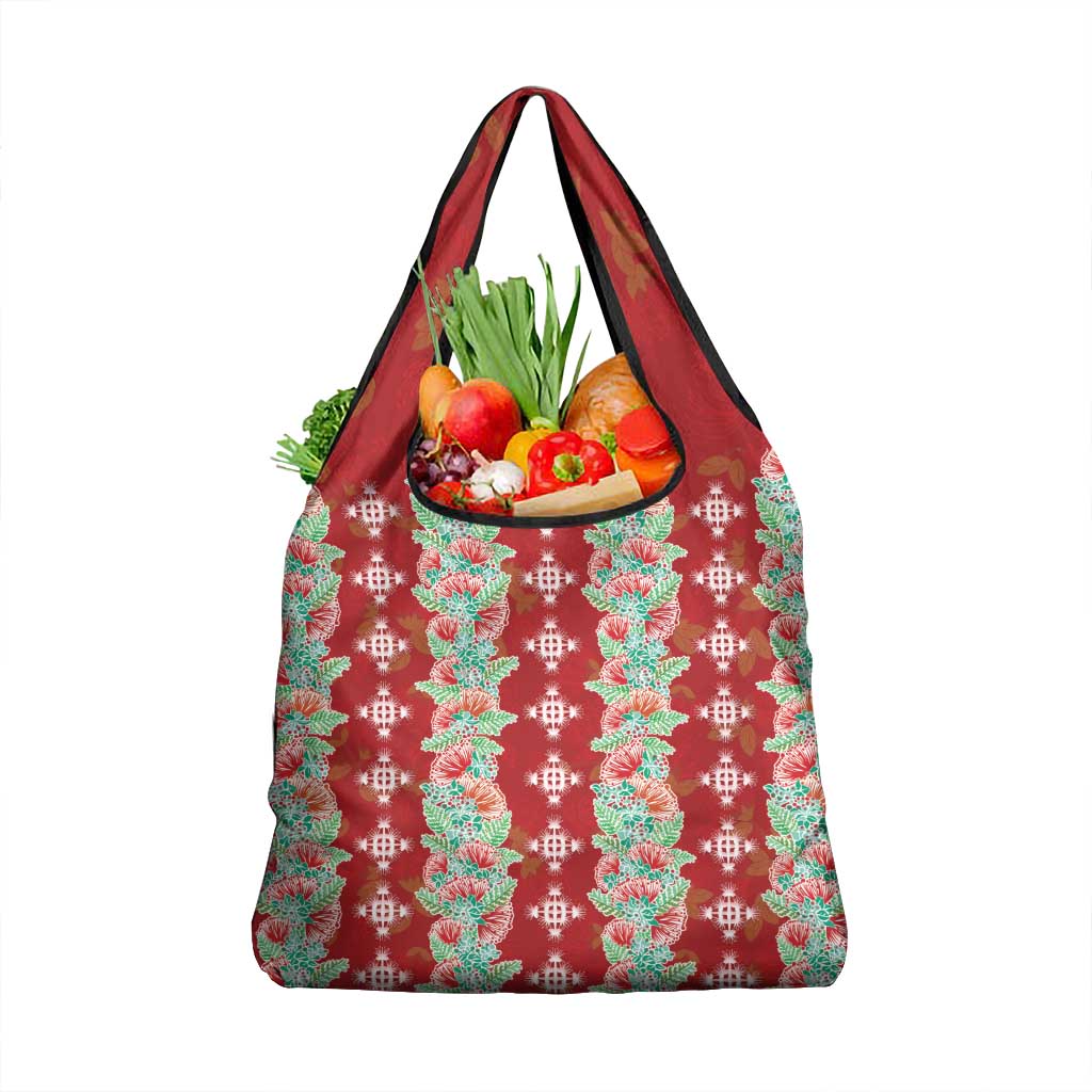 Hawaii Ohia Lehua Grocery Bag Tropical Vibes Crimson