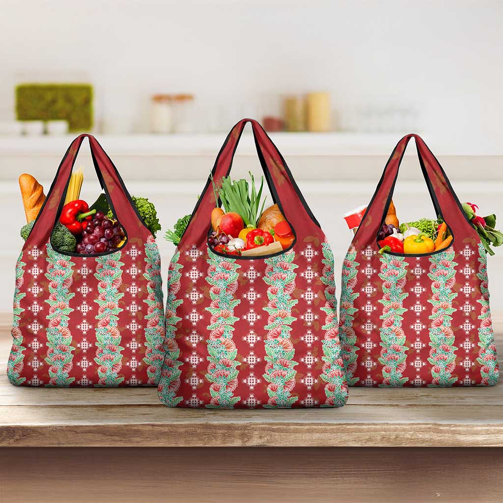 Hawaii Ohia Lehua Grocery Bag Tropical Vibes Crimson