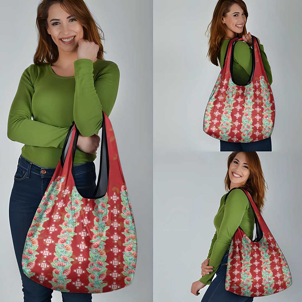 Hawaii Ohia Lehua Grocery Bag Tropical Vibes Crimson