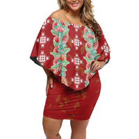 Hawaii Ohia Lehua Off Shoulder Short Dress Tropical Vibes Crimson