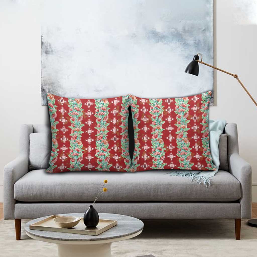 Hawaii Ohia Lehua Pillow Cover Tropical Vibes Crimson