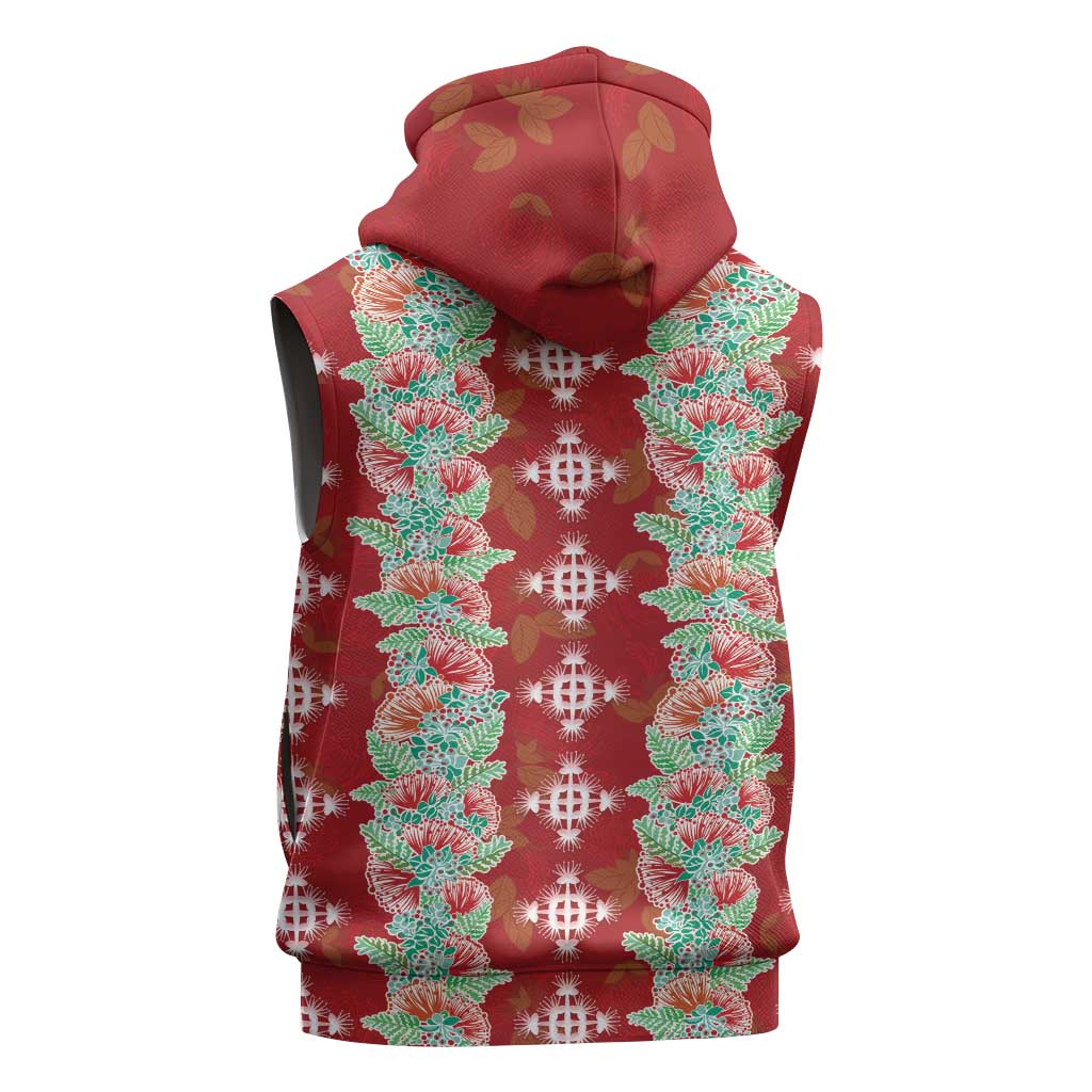 Hawaii Ohia Lehua Sleeveless Hoodie Tropical Vibes Crimson