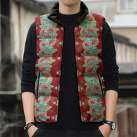 Hawaii Ohia Lehua Sleeveless Puffer Jacket Tropical Vibes Crimson
