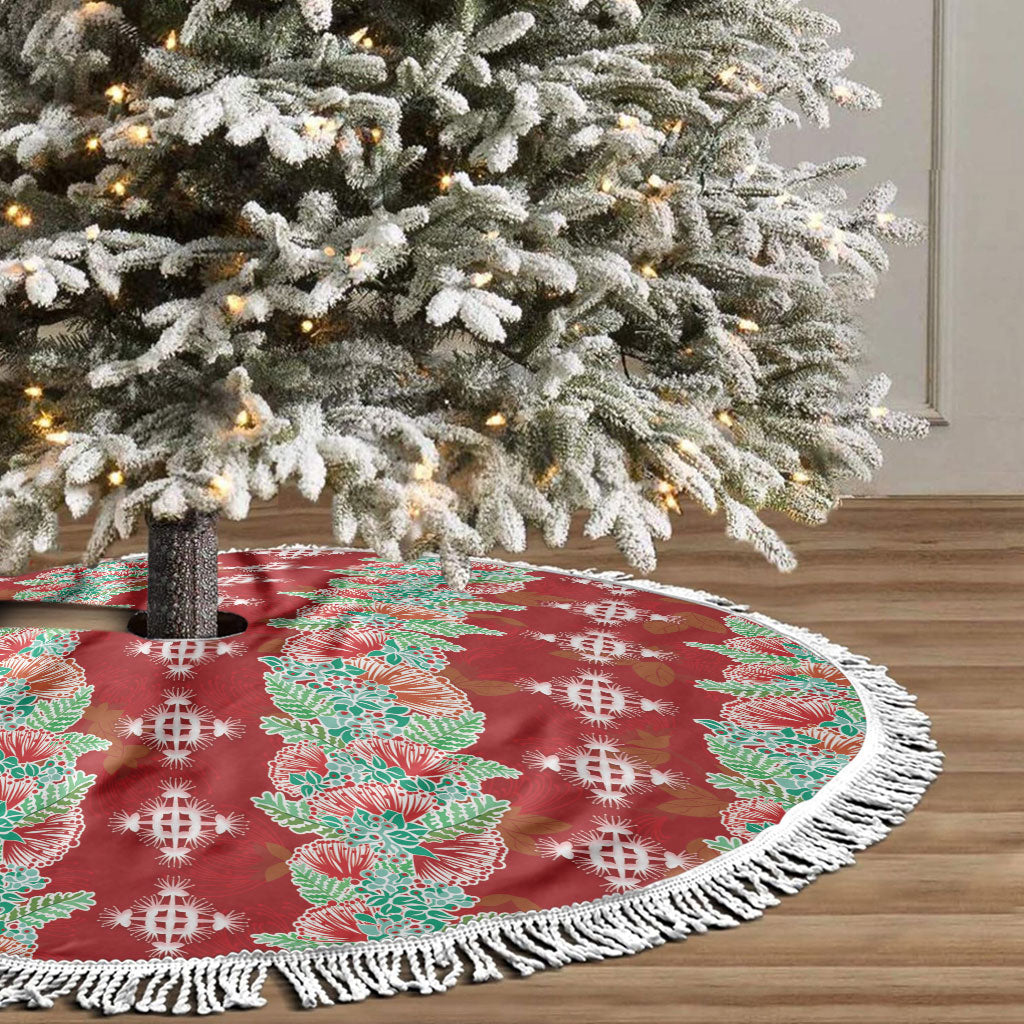 Hawaii Ohia Lehua Tree Skirt Tropical Vibes Crimson LT05 - Polynesian Pride