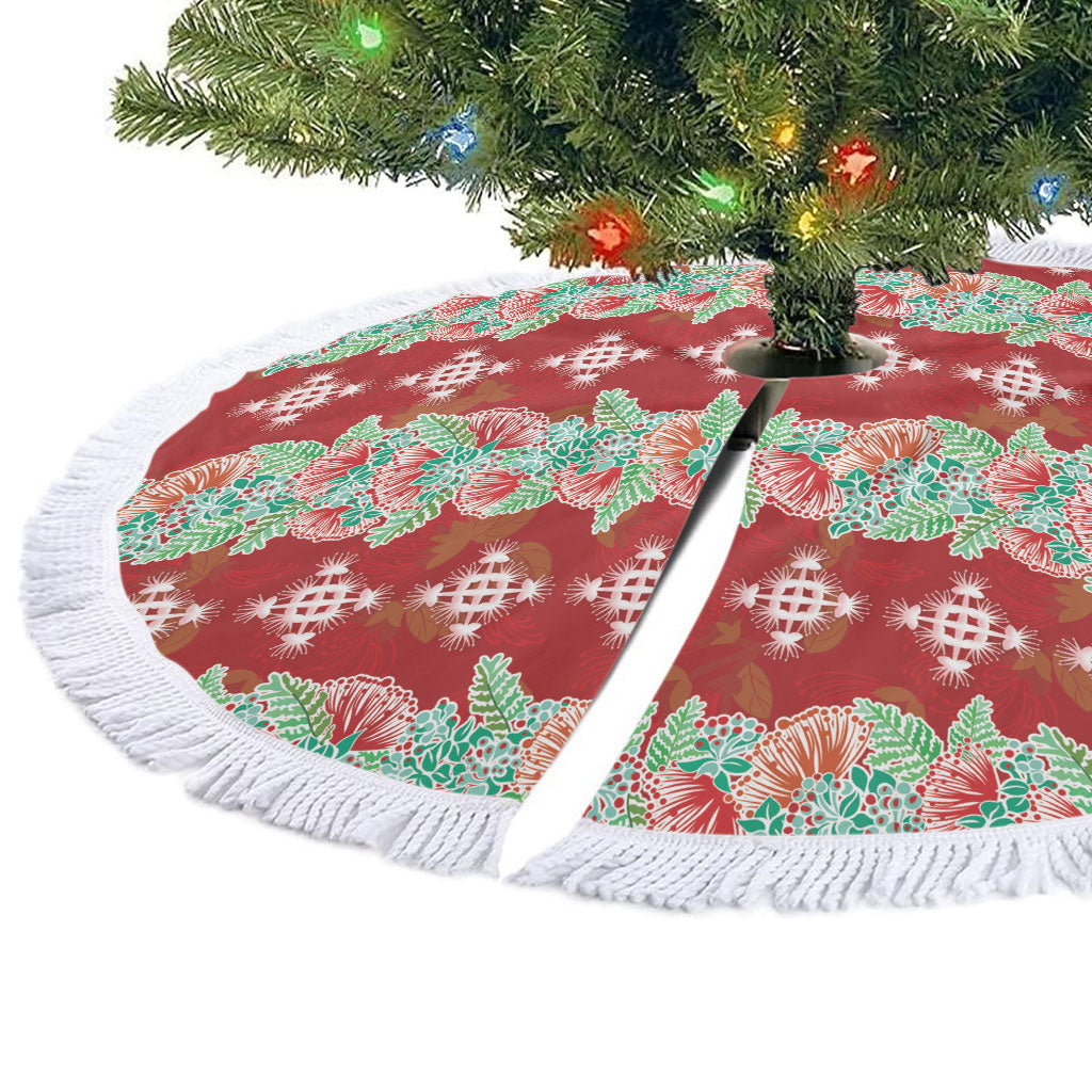Hawaii Ohia Lehua Tree Skirt Tropical Vibes Crimson LT05 - Polynesian Pride