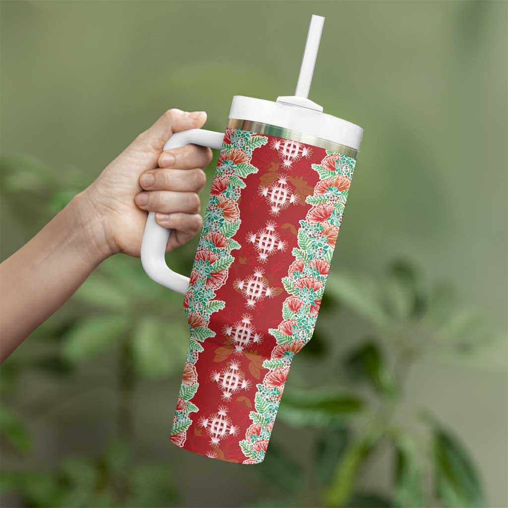 Hawaii Ohia Lehua Tumbler With Handle Tropical Vibes Crimson