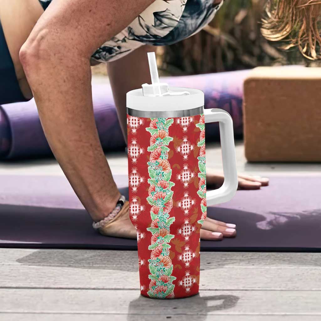 Hawaii Ohia Lehua Tumbler With Handle Tropical Vibes Crimson