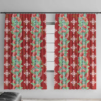 Hawaii Ohia Lehua Window Curtain Tropical Vibes Crimson