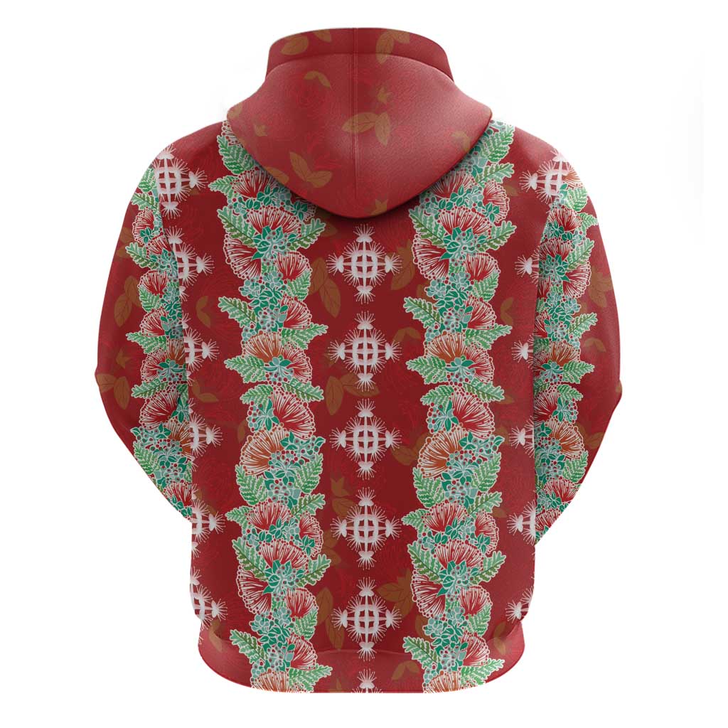 Hawaii Ohia Lehua Zip Hoodie Tropical Vibes Crimson