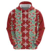 Hawaii Ohia Lehua Zip Hoodie Tropical Vibes Crimson