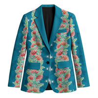 Hawaii Ohia Lehua Blazer Tropical Vibes Teal