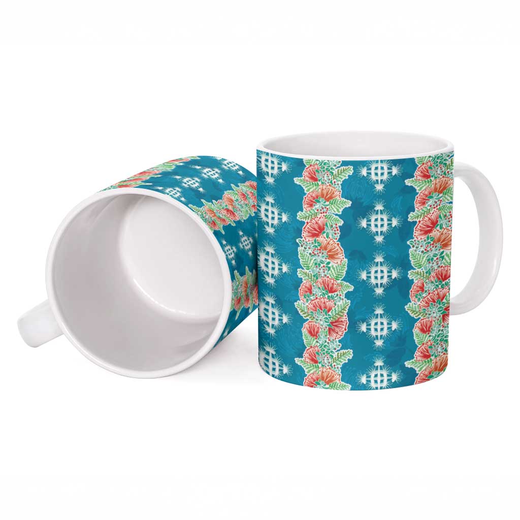 Hawaii Ohia Lehua Ceramic Mug Tropical Vibes Teal
