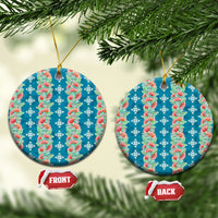 Hawaii Ohia Lehua Ceramic Ornament Tropical Vibes Teal LT05 Circle Teal - Polynesian Pride