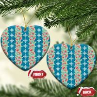 Hawaii Ohia Lehua Ceramic Ornament Tropical Vibes Teal LT05 Heart Teal - Polynesian Pride