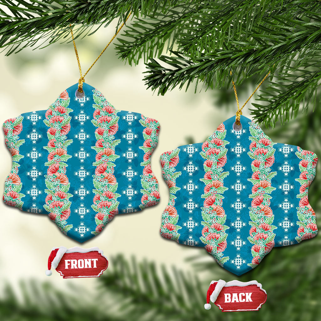 Hawaii Ohia Lehua Ceramic Ornament Tropical Vibes Teal LT05 Snow Flake Teal - Polynesian Pride
