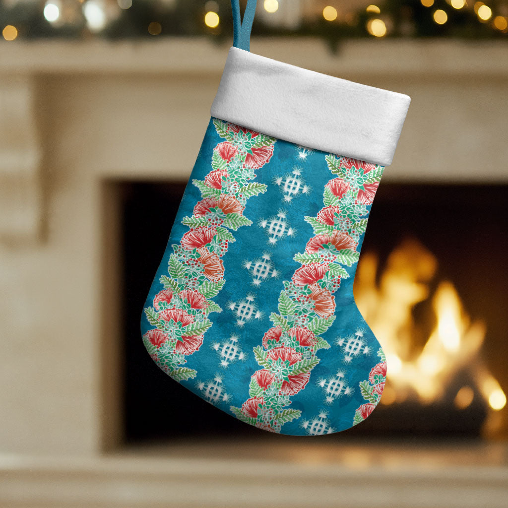 Hawaii Ohia Lehua Christmas Stocking Tropical Vibes Teal LT05 Set of 2 Teal - Polynesian Pride
