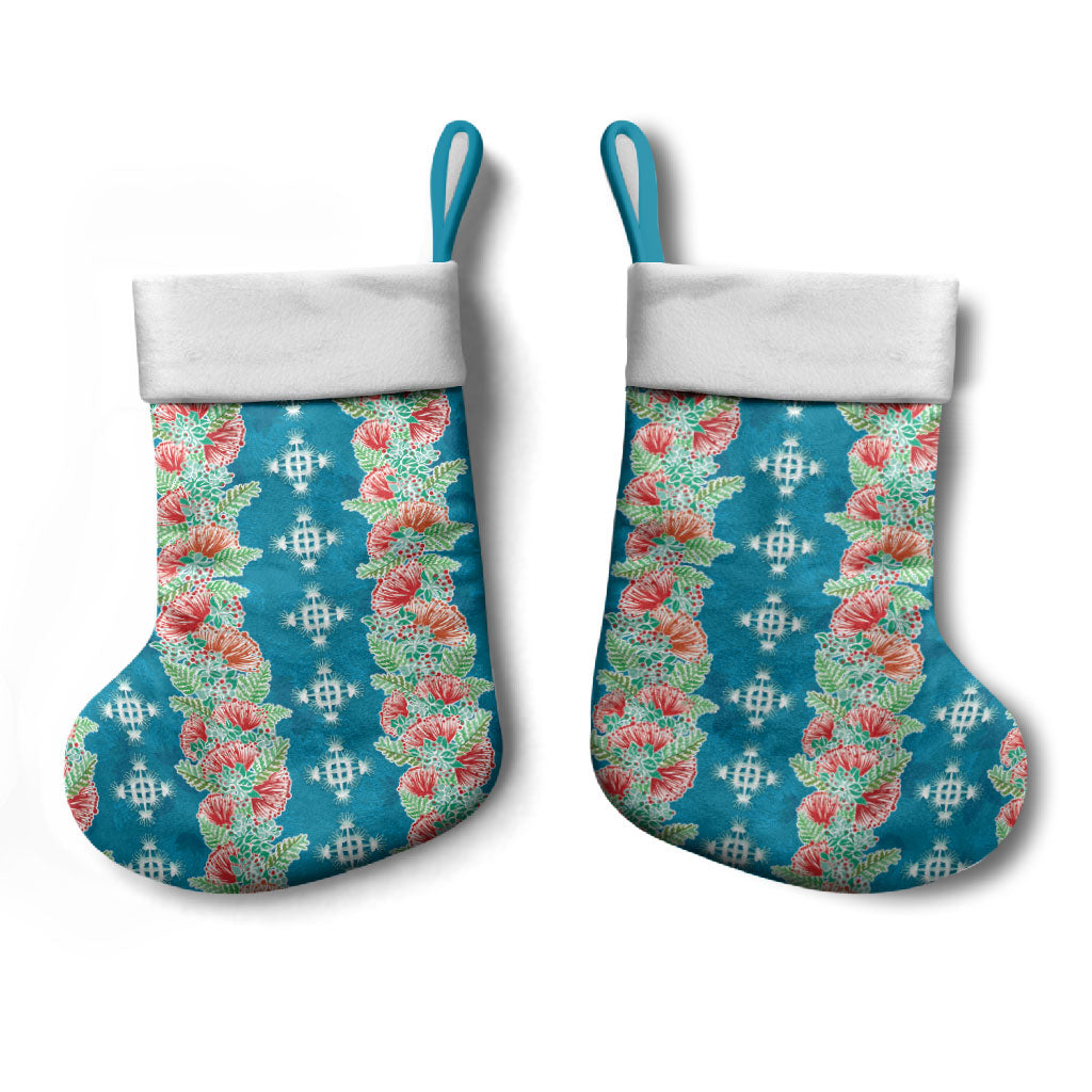Hawaii Ohia Lehua Christmas Stocking Tropical Vibes Teal LT05 - Polynesian Pride