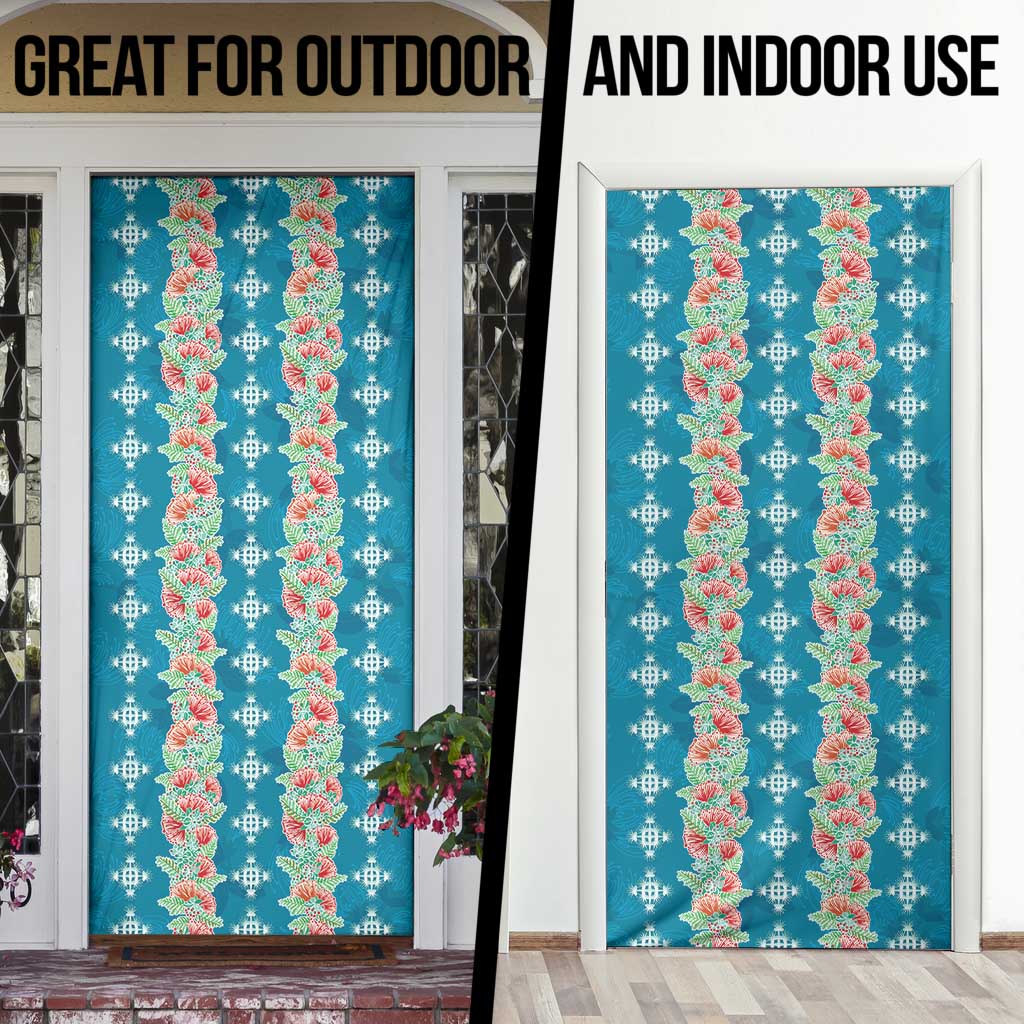 Hawaii Ohia Lehua Door Cover Tropical Vibes Teal