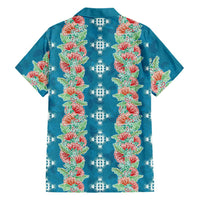 Hawaii Ohia Lehua Family Matching Mermaid Dress and Hawaiian Shirt Tropical Vibes Teal LT05 - Polynesian Pride