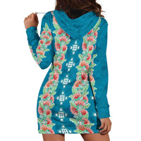 Hawaii Ohia Lehua Hoodie Dress Tropical Vibes Teal