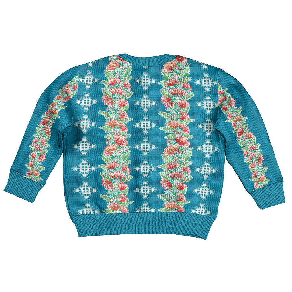 Hawaii Ohia Lehua Kid Ugly Christmas Sweater Tropical Vibes Teal LT05 - Polynesian Pride