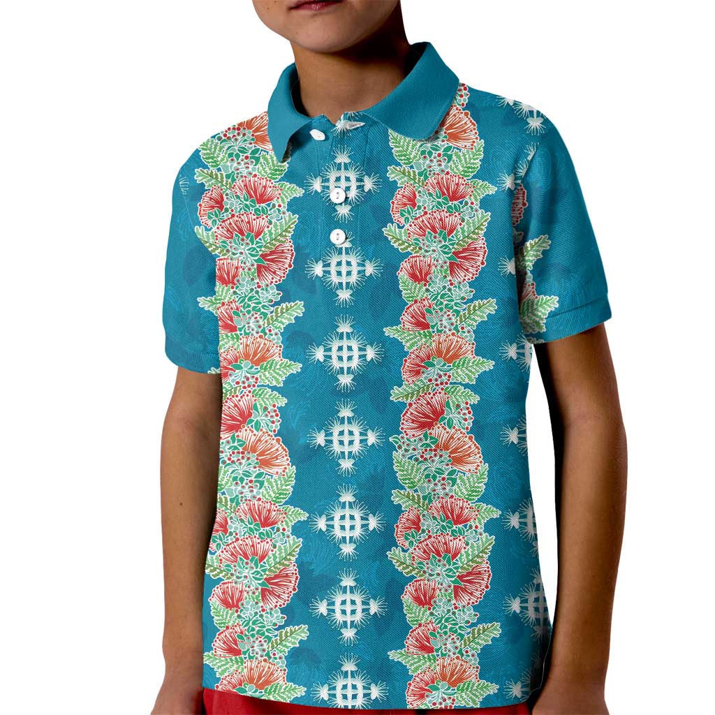 Hawaii Ohia Lehua Kid Polo Shirt Tropical Vibes Teal